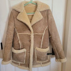 Schott NYC vintage leather fleece coat